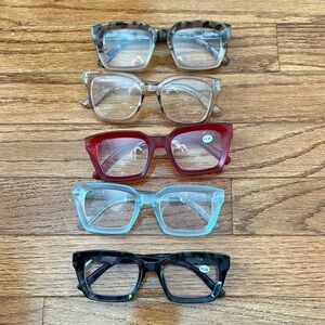 Reading glasses 
Stylish Women's Glasses Set - Red, Blue, Black, Tortoise